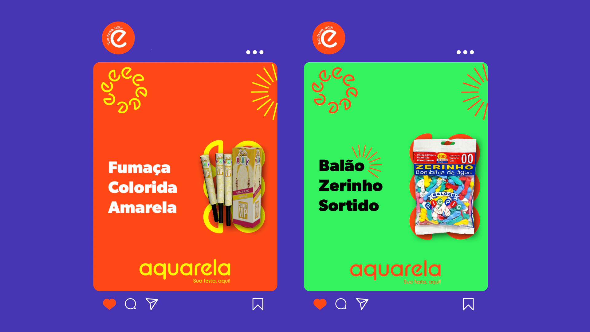 Posts de produtos da Aquarela