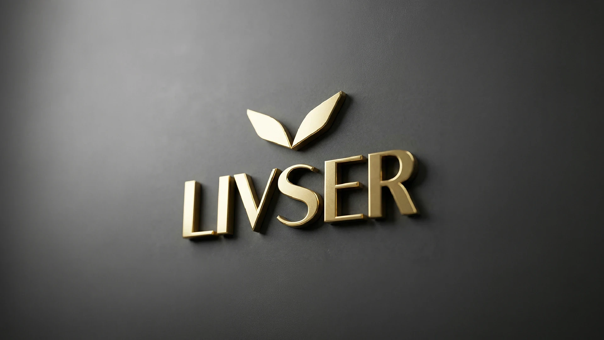 Logotipo Livser em volume dourado