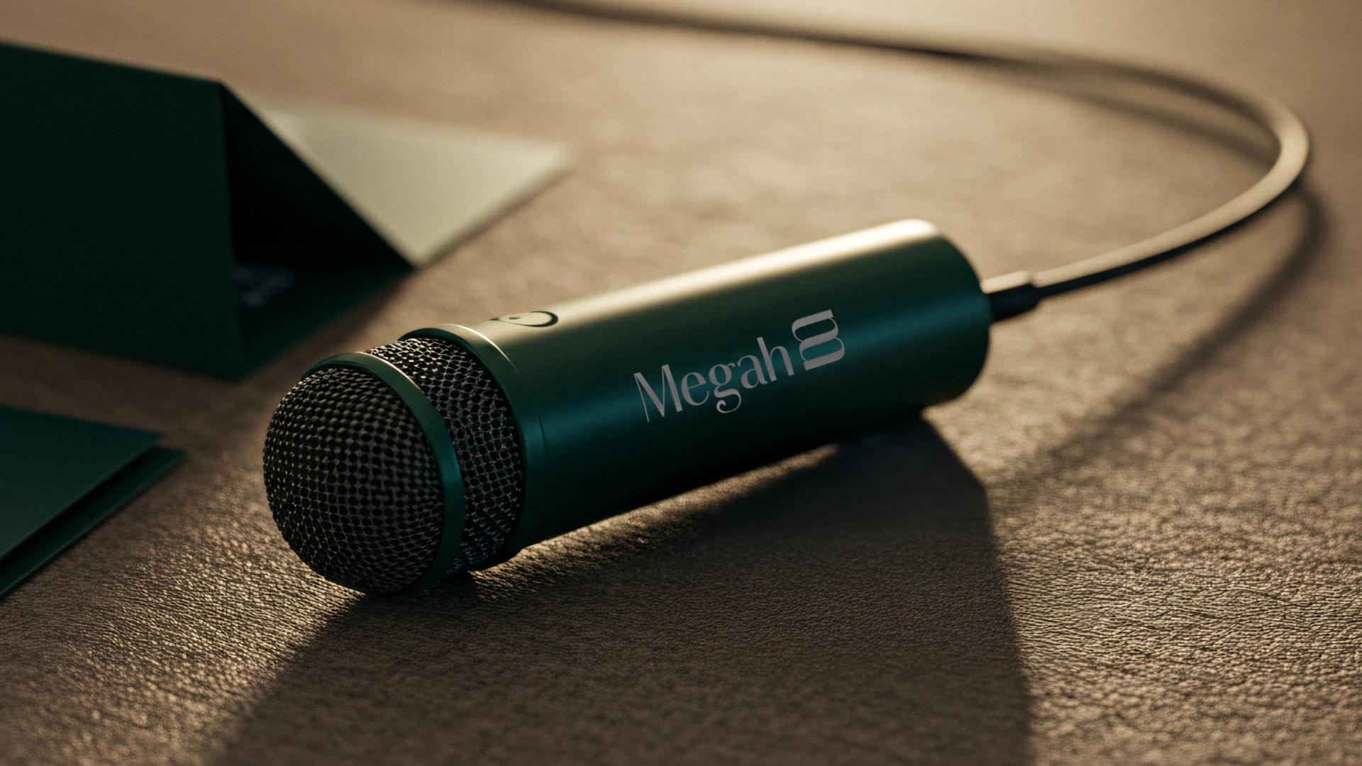 Microfone com o logotipo da Megah