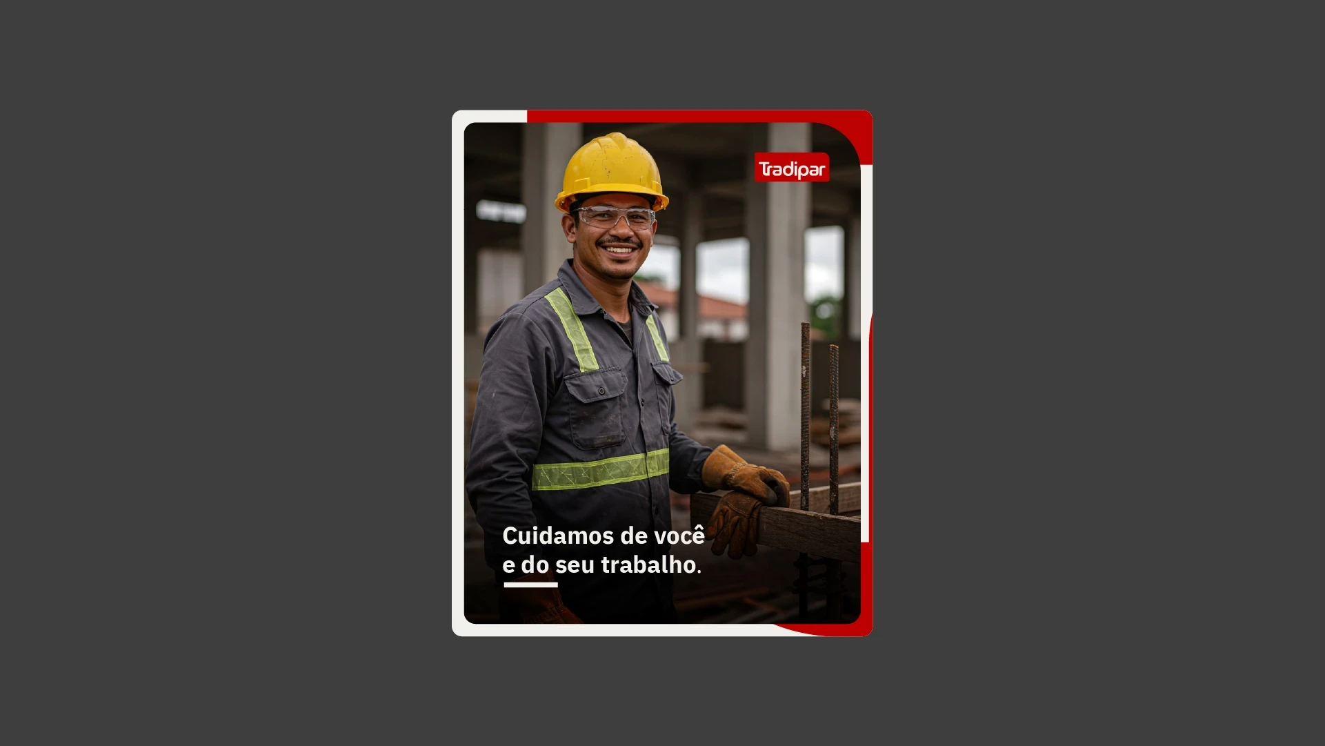 Cartaz com trabalhador de capacete