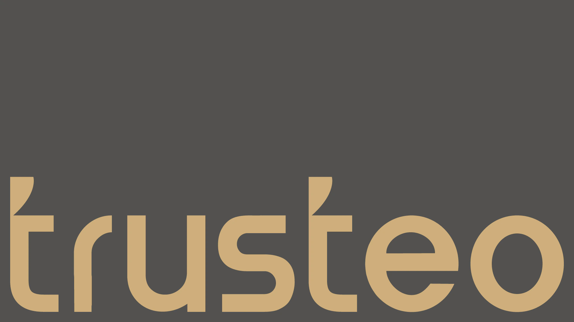 Logotipo trusteo em dourado sobre grafite