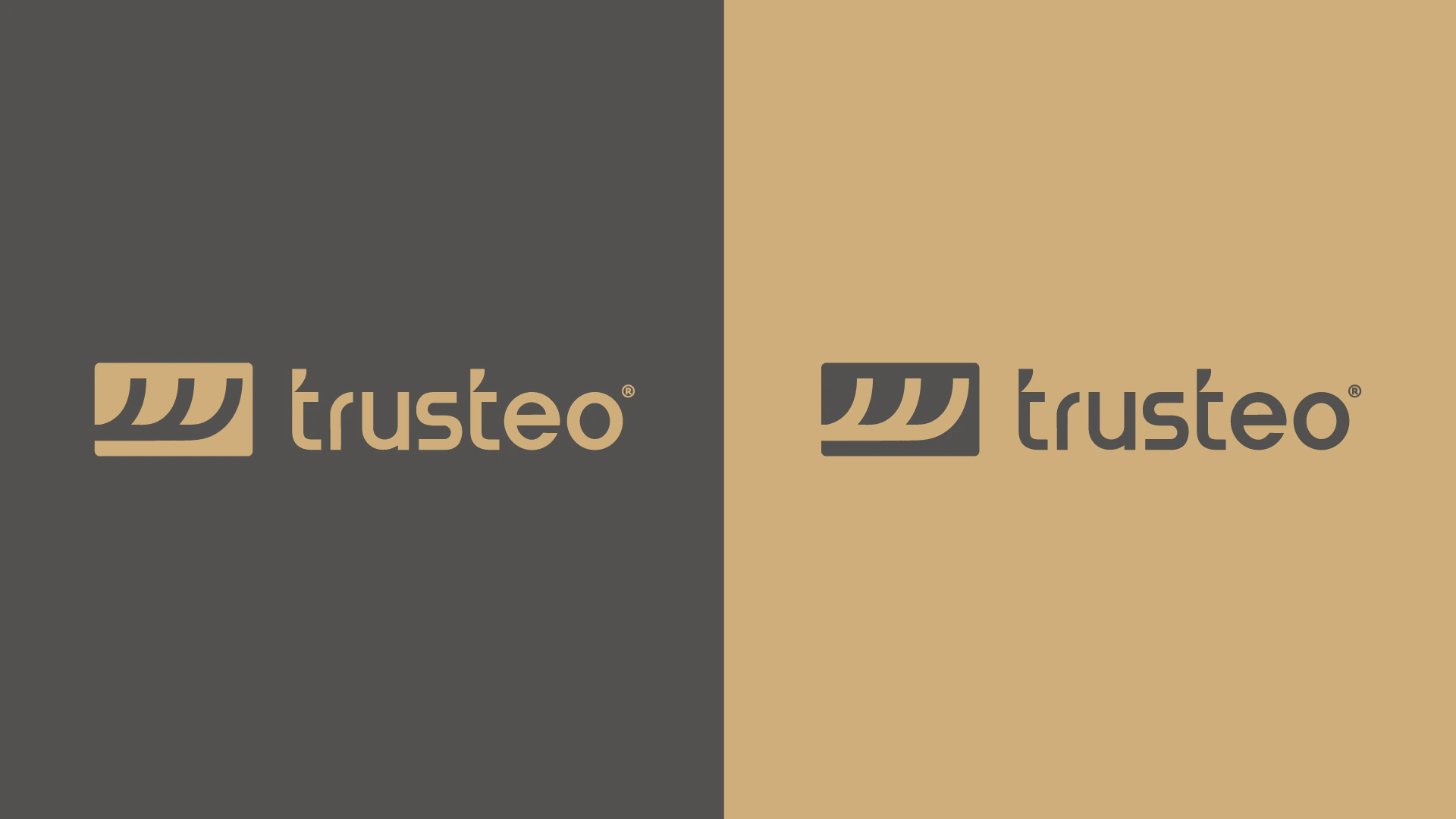 Logotipo da Trusteo em dourado e em grafite
