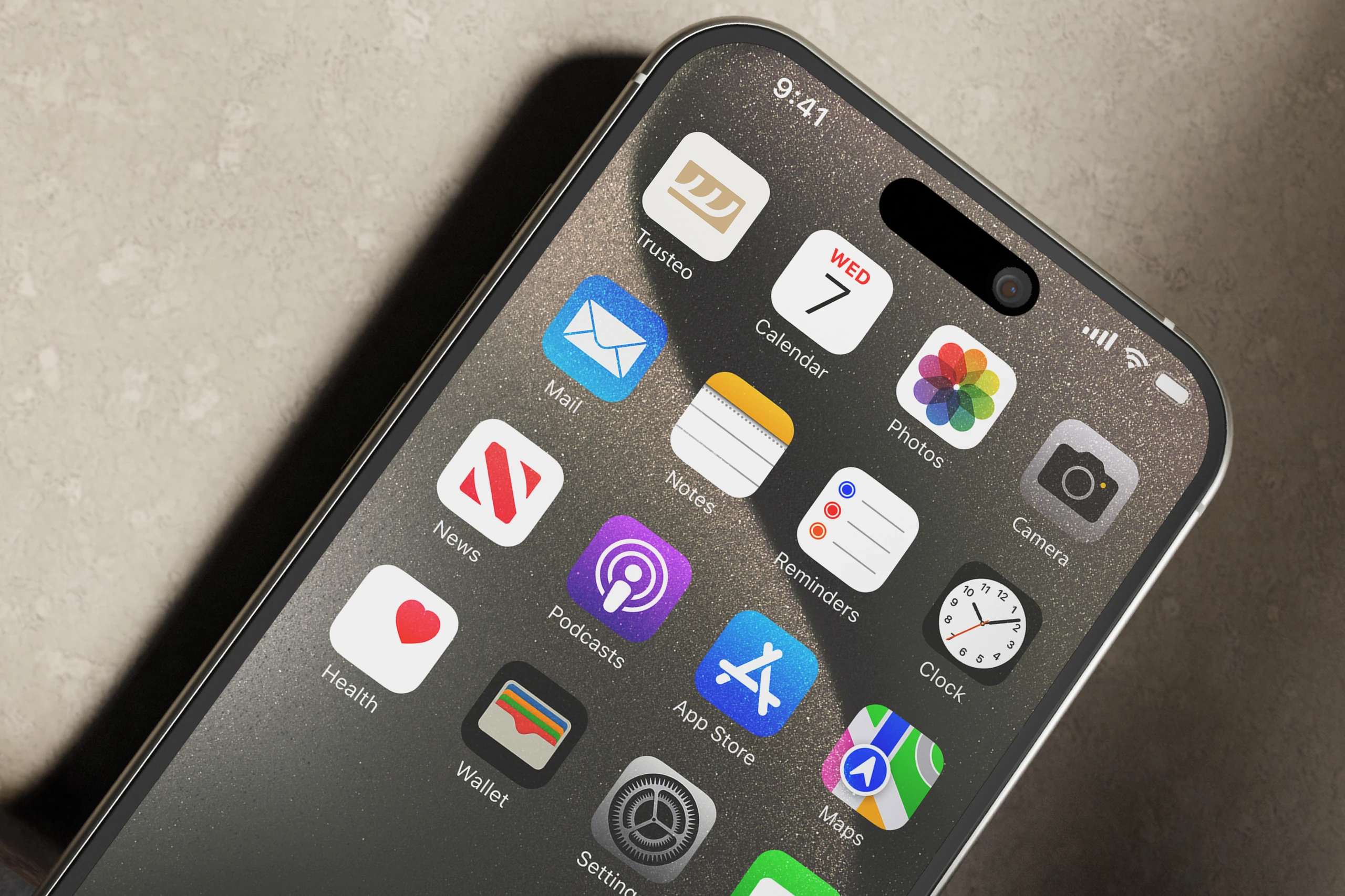 Ícone da Trusteo na tela de um celular